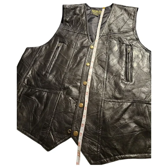 Roberto Amee | Men's Leather Vest XL Black - Picture 12 of 13